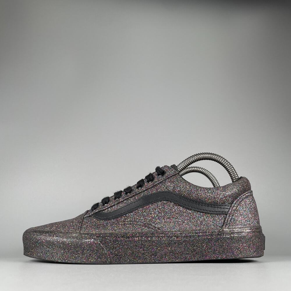 Vans Old Skool Women’s Size 8 Black Rainbow Glitter Skate Shoes Sneakers Casual